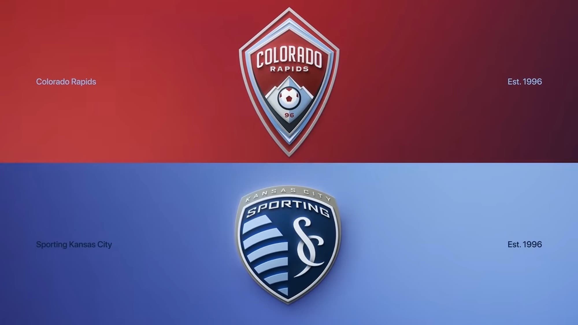Colorado Rapids and Sporting Kansas City crests for the August 15, 2026 MLS match