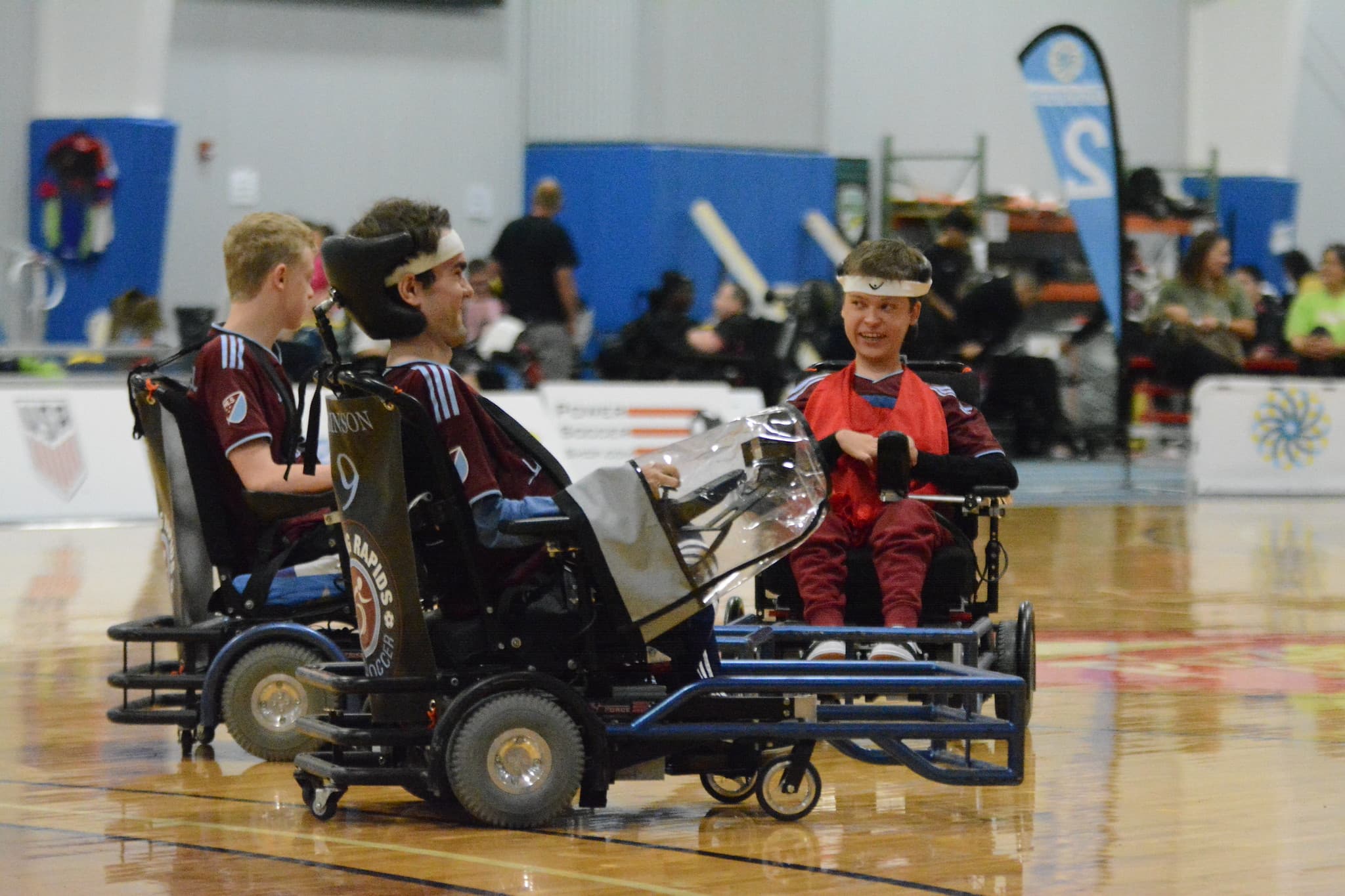 Rolling Rapids players communicating on court