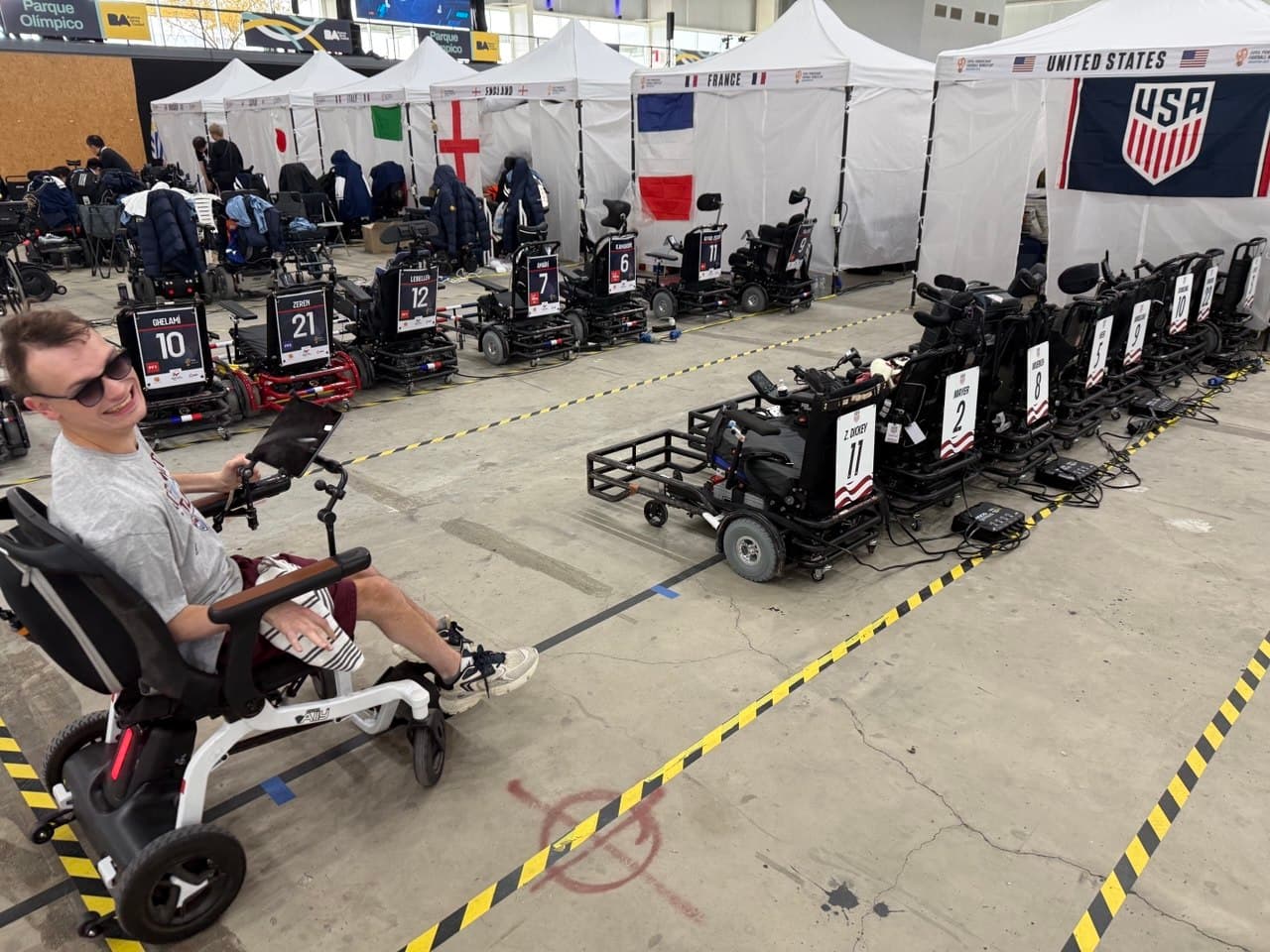Team USA area and power soccer chairs at the FIPFA World Cup venue